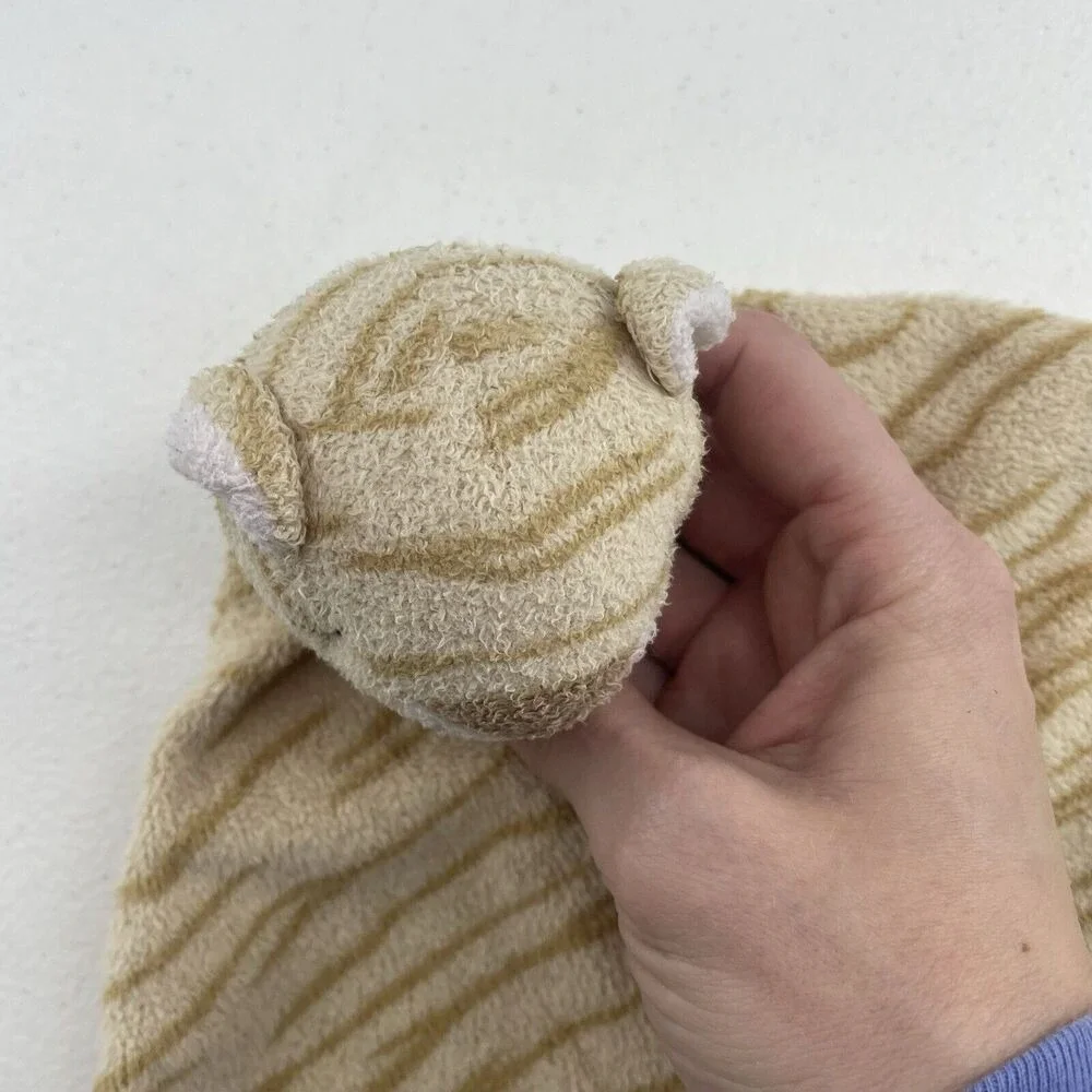Angel Dear Lovey Baby Security Blanket Plush Beige Tan Tiger Embroidered‎ Face